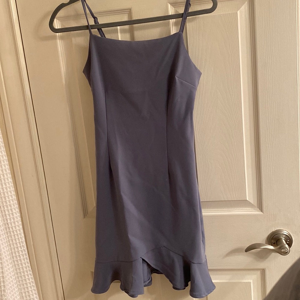 Blue mini dress with ruffle